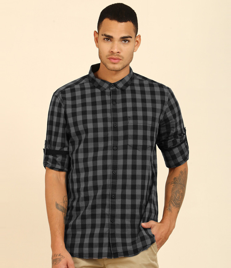HIGHLANDER Men Checkered Casual Black, Grey Shirt - Buy GREY, BLACK  HIGHLANDER Men Checkered Casual Black, Grey Shirt Online at Best Prices in  India | Flipkart.com