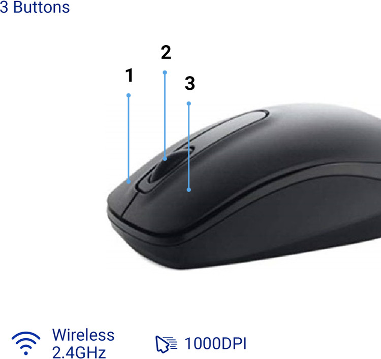 DELL WM118 Wireless Ambidextrous Optical Mouse 1000DPI, with USB Nano  Receiver, Optical Tracking, Plug and Play with Bluetooth
