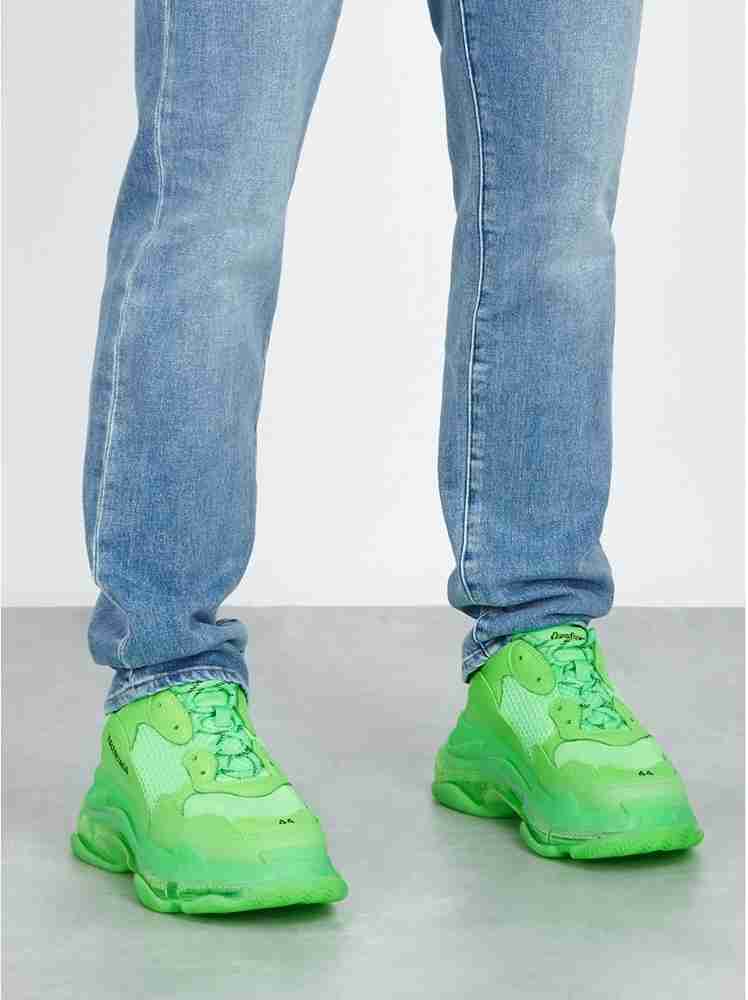 BALENCIAGA Balenciaga Triple S Neon Green Clear Sole Sneakers For 