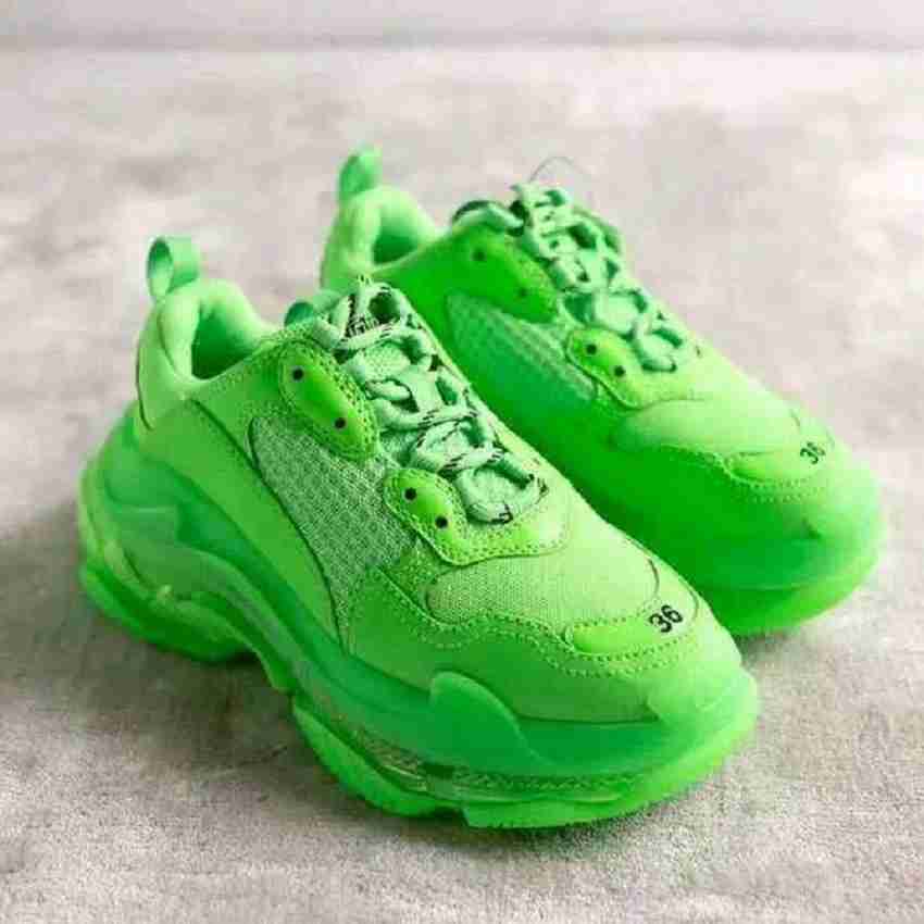 BALENCIAGA Balenciaga Triple S Neon Green Clear Sole Sneakers For 