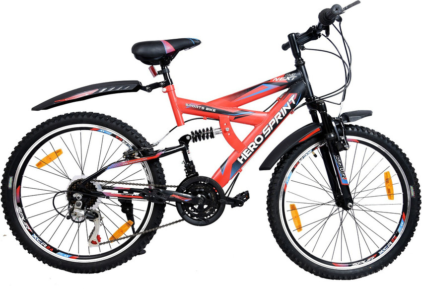 HERO Sprint Next 0.3 Dual Suspension 18 Speed Sports Bike 24 T (inch)  Mountain/Hardtail Cycle Price in India - Buy HERO Sprint Next 0.3 Dual  Suspension 18 Speed Sports Bike 24 T (