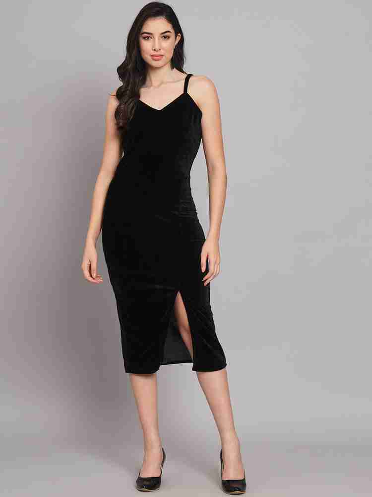 One Piece Dress Knee Length Images Vaararo Women A-line Black