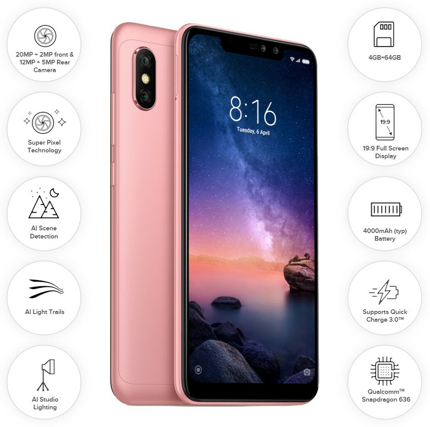 redmi note 6 pro flipkart rose gold