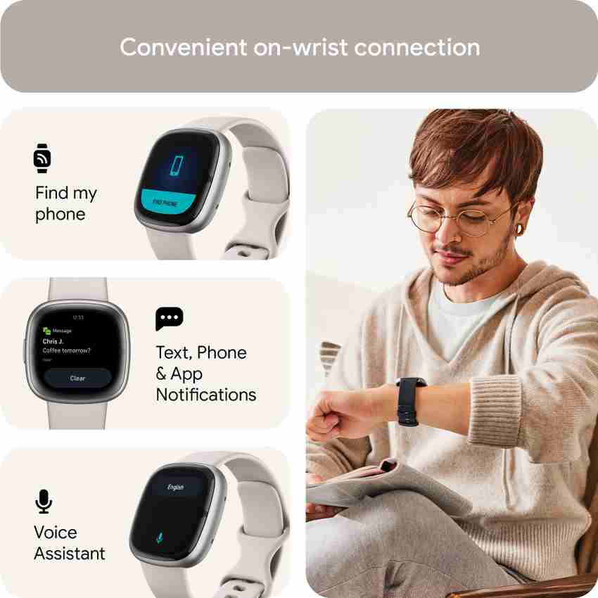 箱、説明書付き】Fitbit SENSE 2 LUNAR WHITE